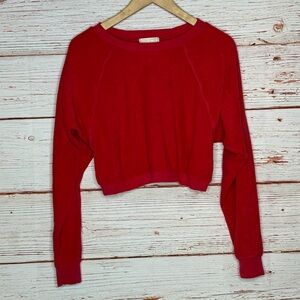 New Suzie Suzi Kondi Beach Terry Cropped Crew Top in Cherry Red Sz S